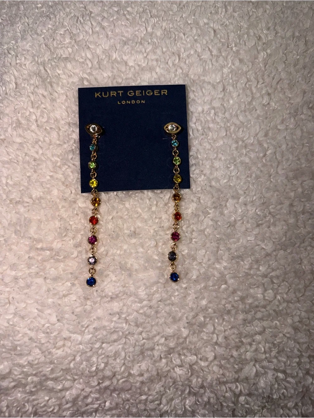 Kurt Geiger Gold-Tone Rainbow Crystal Drop Earrings